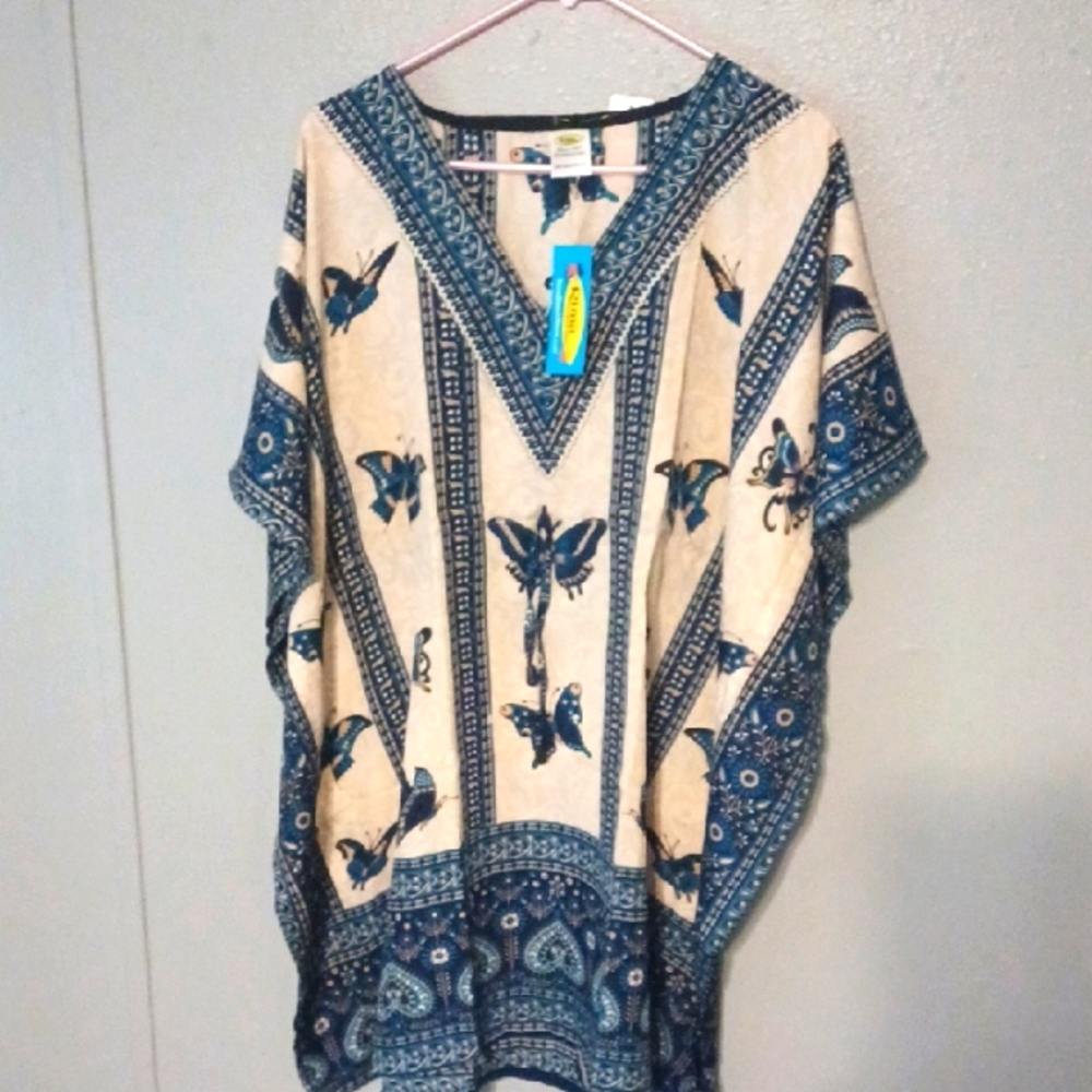 Rims Boho  Butterfly  Flowers  Fairy   Kaftan Top CoverUp  NWT  One Sz Fits All